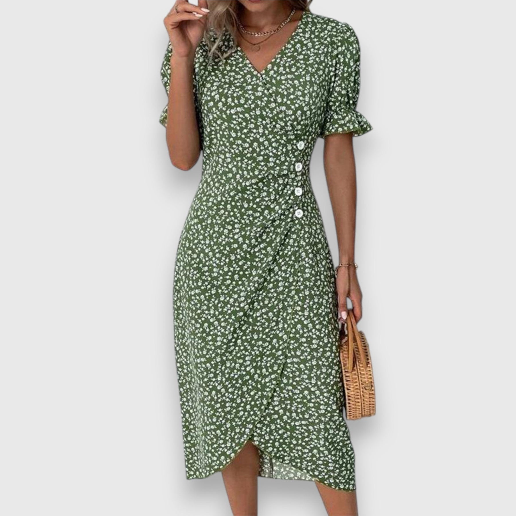 Clarita | Robe Fleurie Élégante À Manches Bouffantes