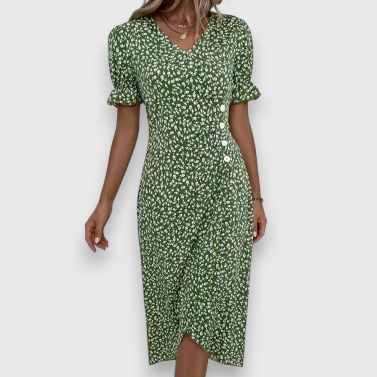 Clarita | Robe Fleurie Élégante À Manches Bouffantes