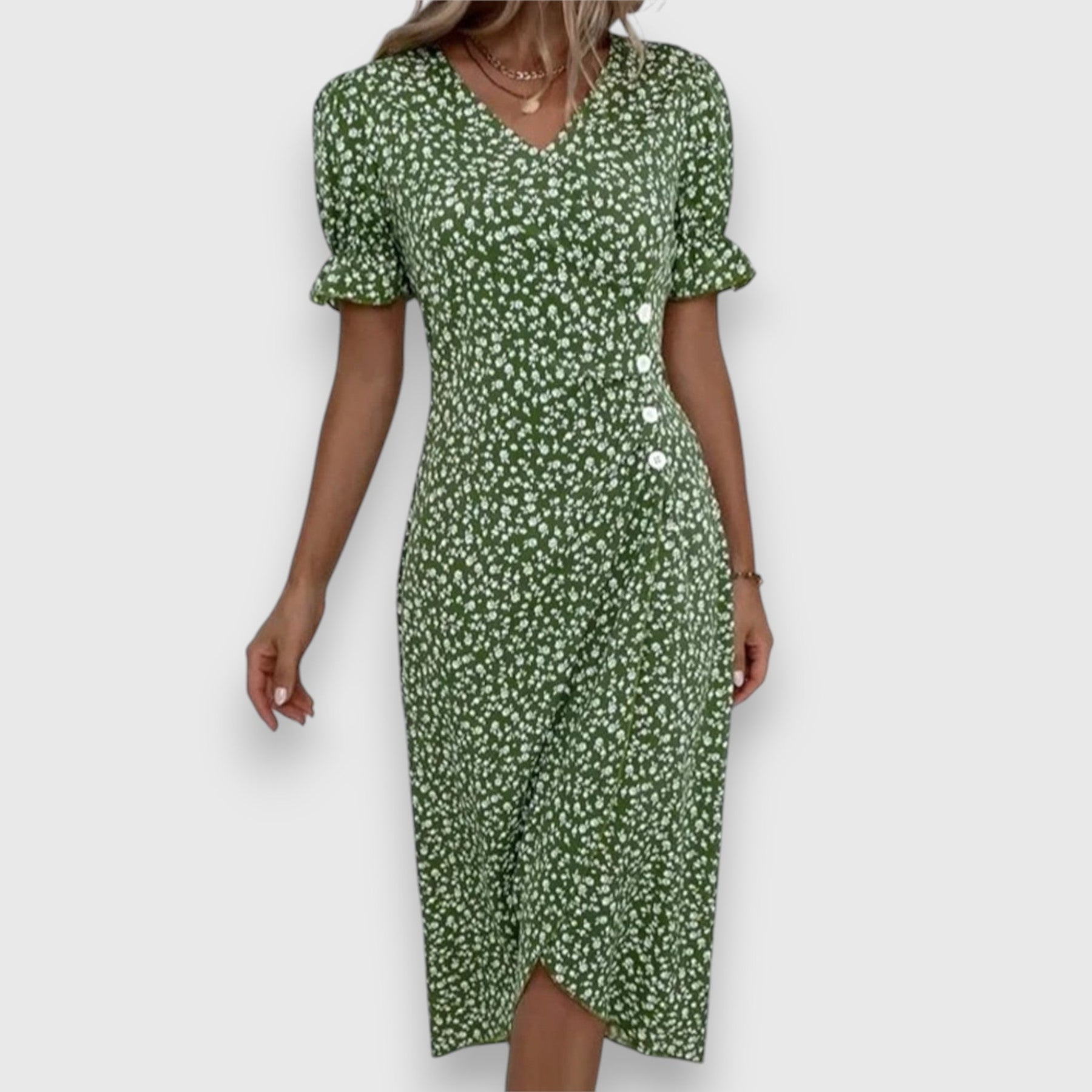 Clarita | Robe Fleurie Élégante À Manches Bouffantes