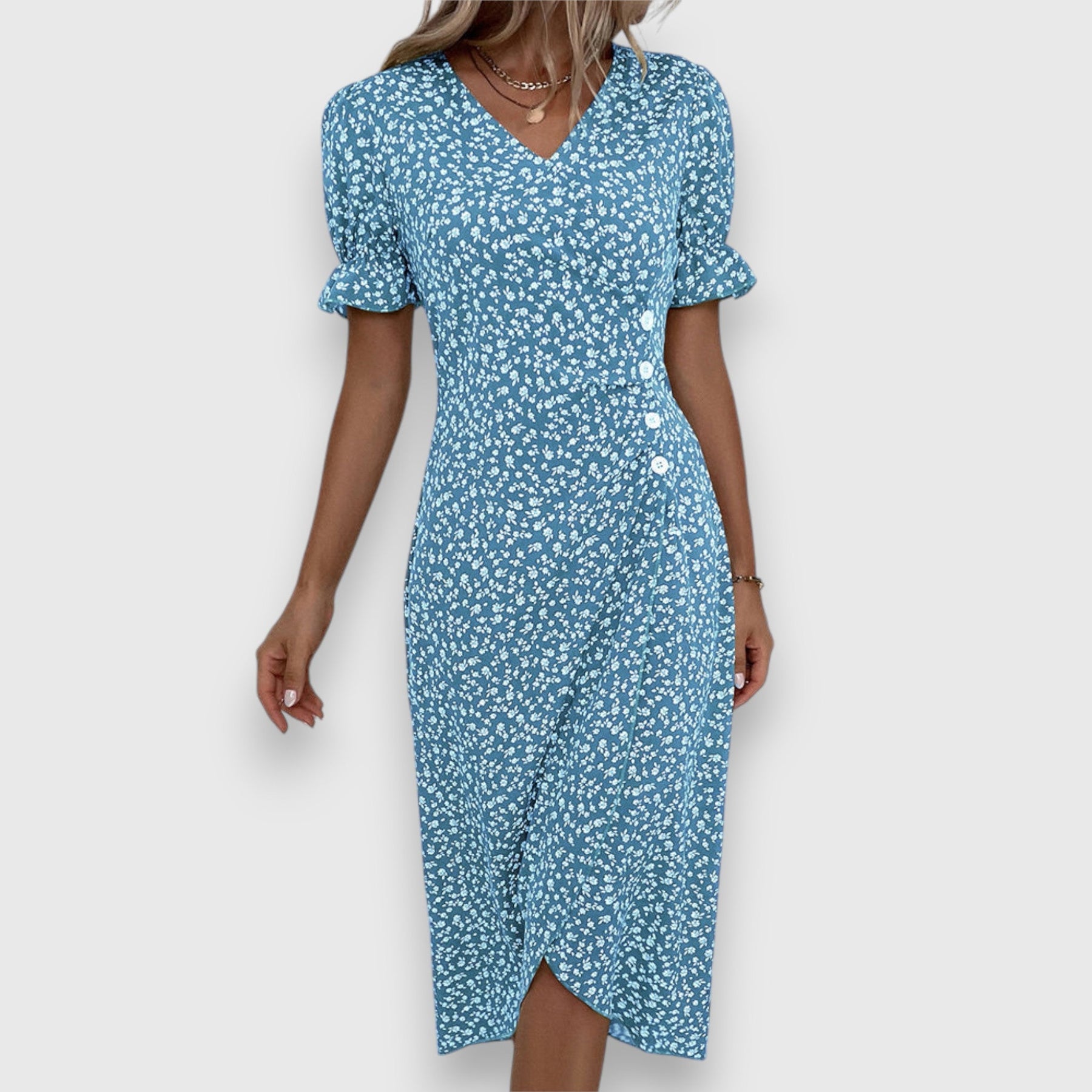 Clarita | Robe Fleurie Élégante À Manches Bouffantes