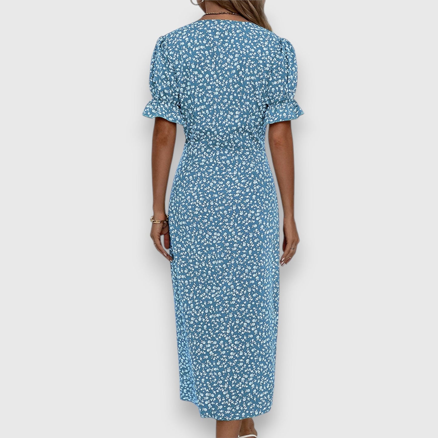 Clarita | Robe Fleurie Élégante À Manches Bouffantes