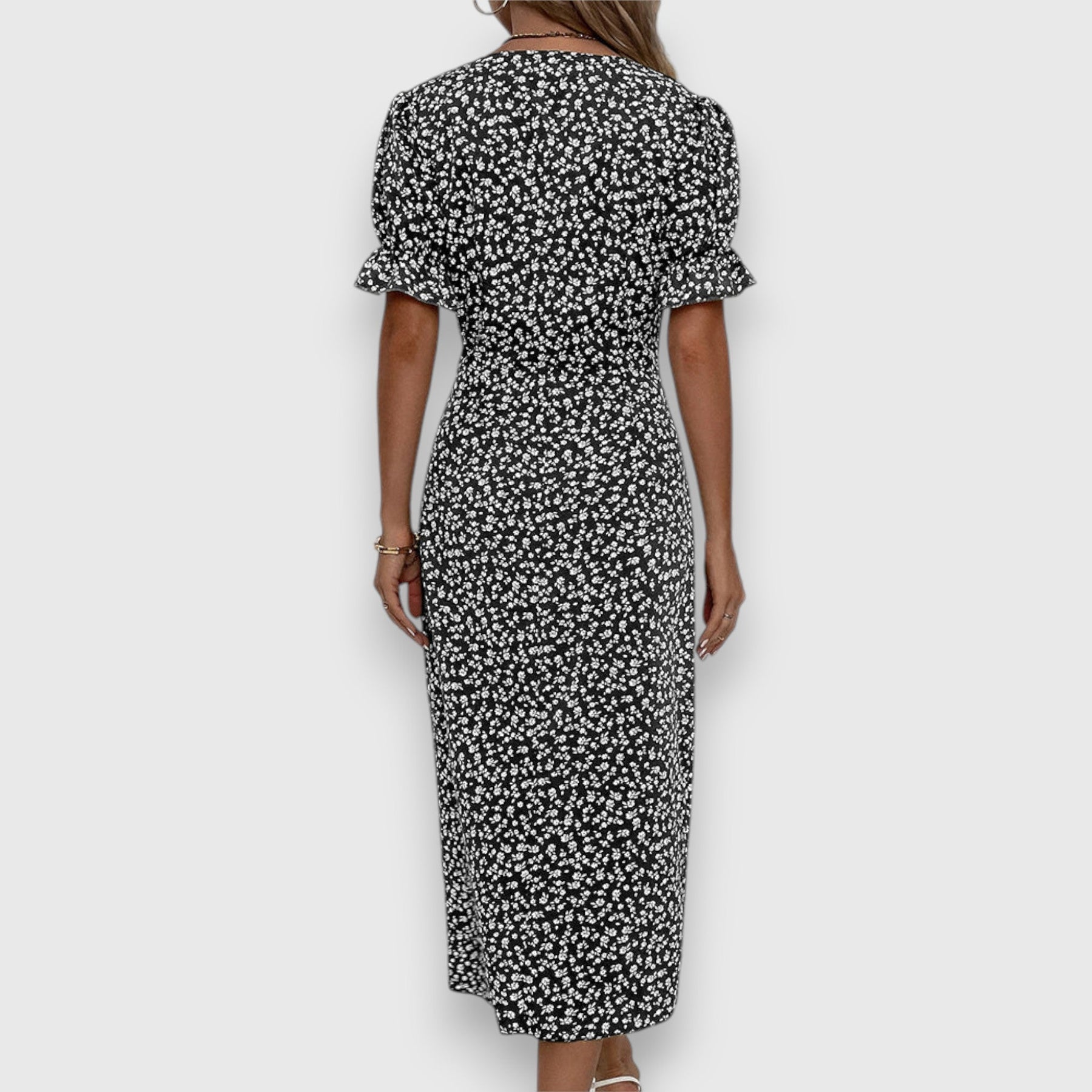 Clarita | Robe Fleurie Élégante À Manches Bouffantes