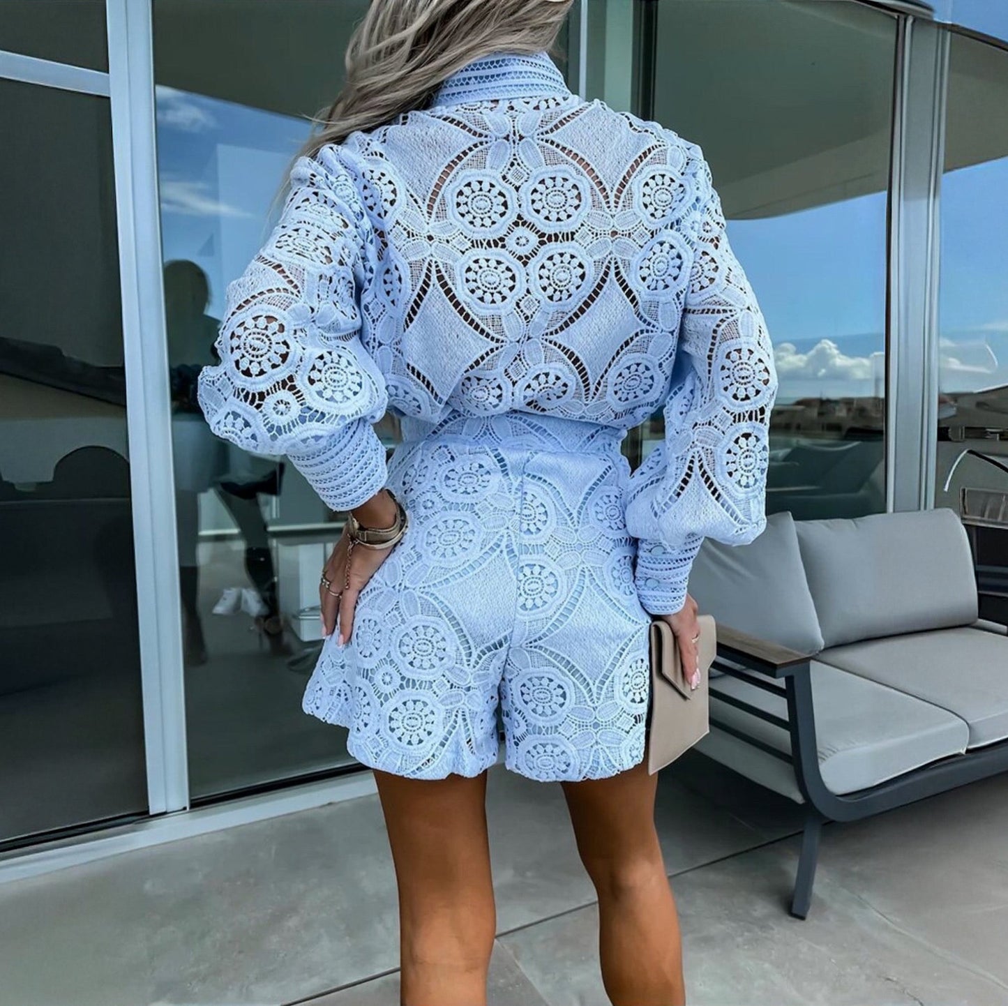 Margaret | Ensemble En Dentelle Avec Blouse Et Short