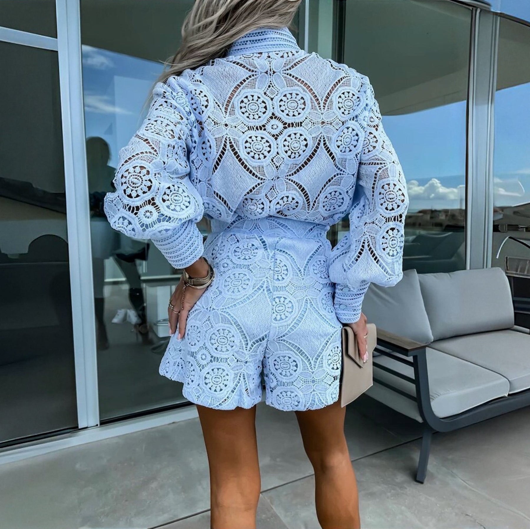 Margaret | Ensemble En Dentelle Avec Blouse Et Short