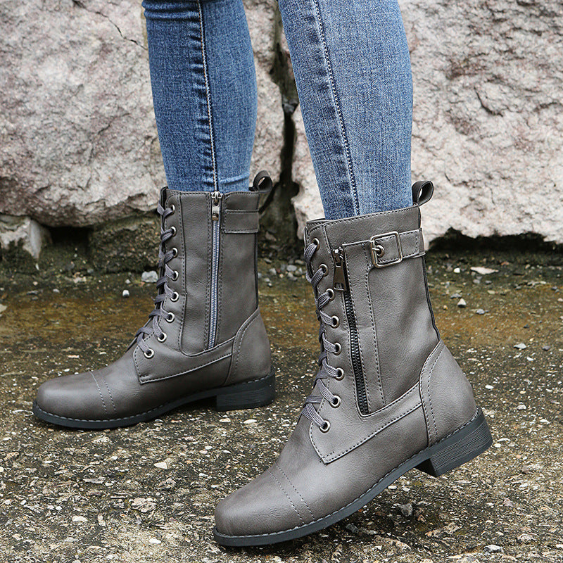 Bottines Britany à Lacets en Cuir PU - Piedis LTD Bottines Britany à Lacets en Cuir PU Bottines Piedis LTD Gris / 36 Piedis LTD Bottines