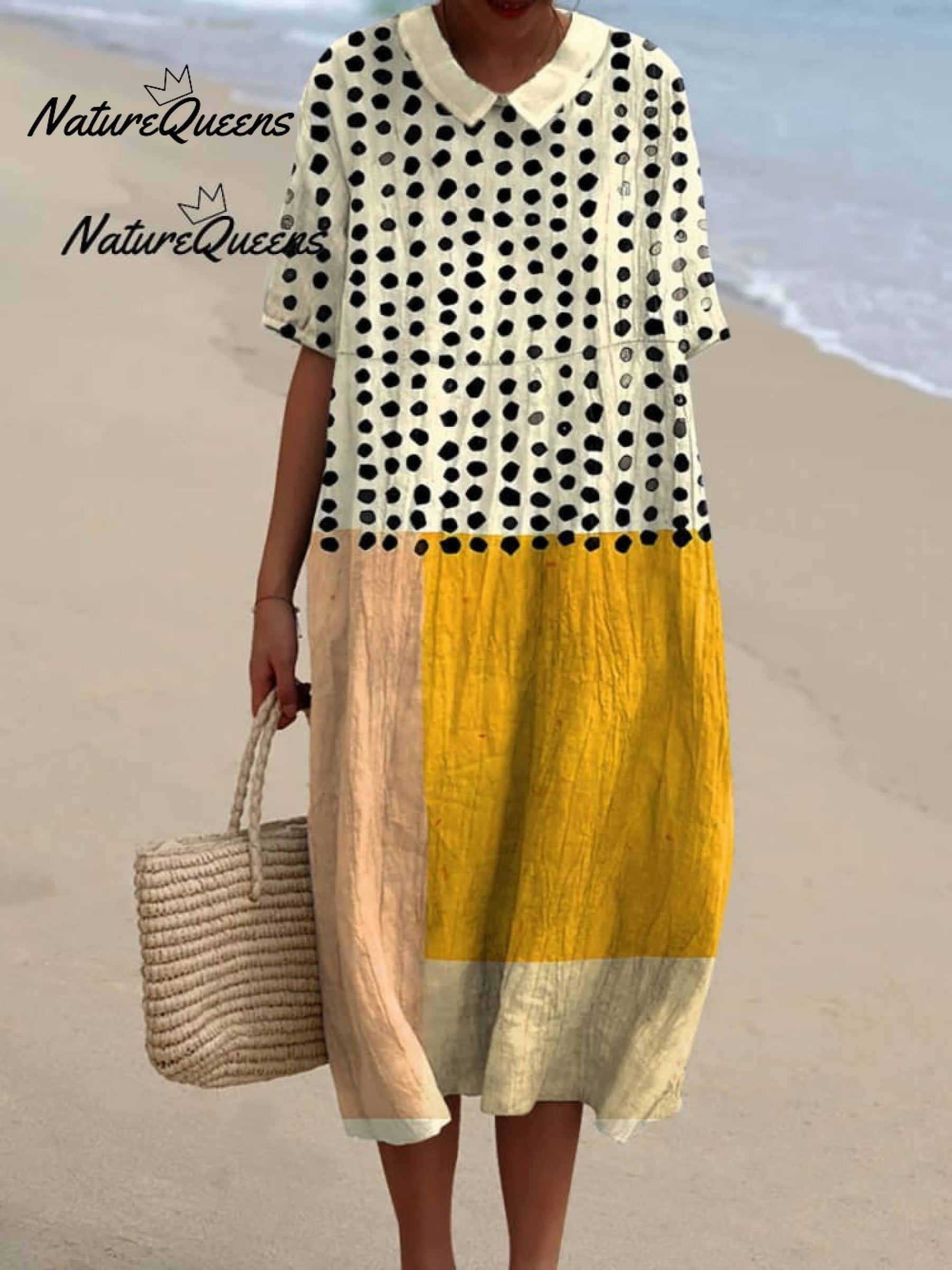 Nelle | Robe Artistique À Imprimé Aquarelle Jaune