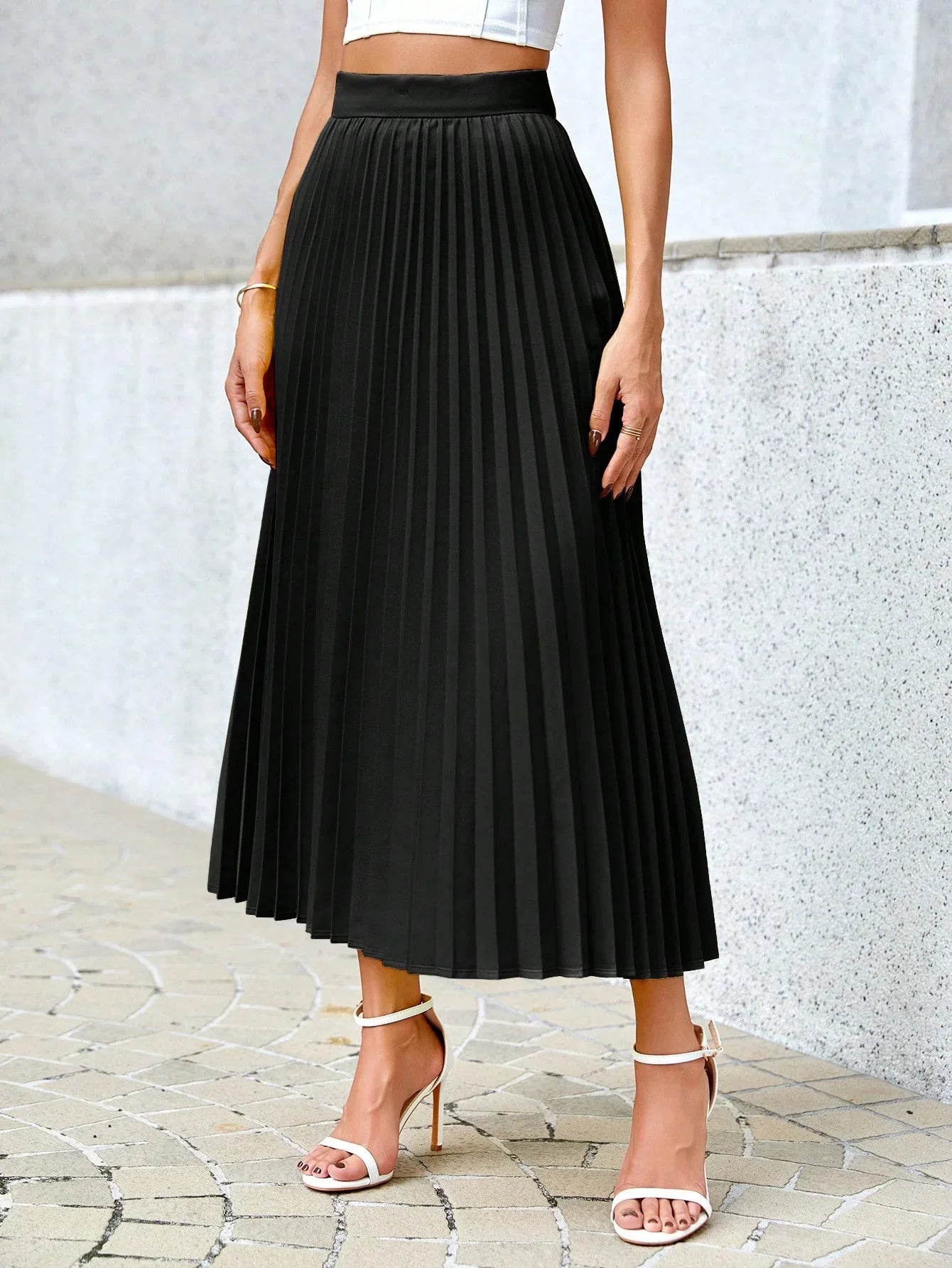 Felina | Jupe Midi Plissée Taille Haute
