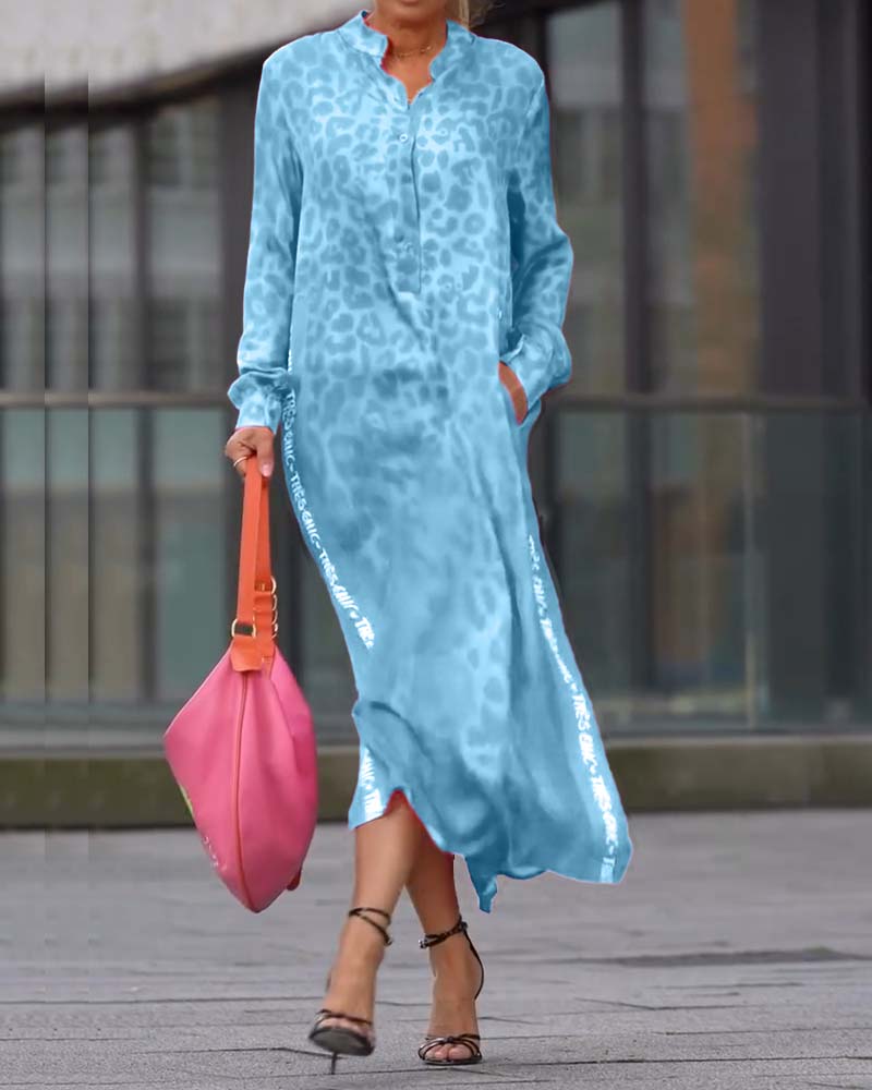 Vilma | Robe Midi Imprimé Léopard Avec Manches Longues Et Fente