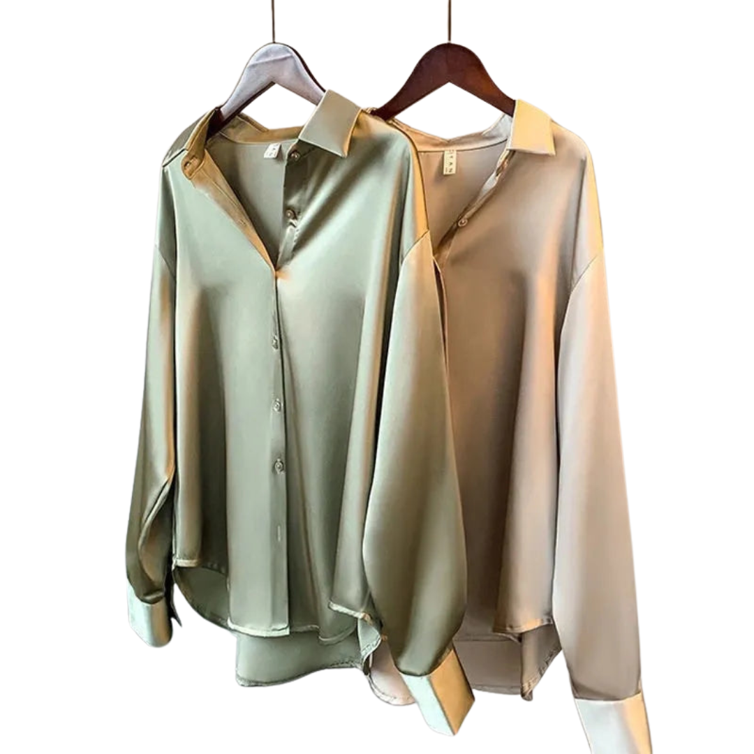 Evelyn | Chemise Longue En Satin À Manches Longues Et Coupe Élégante