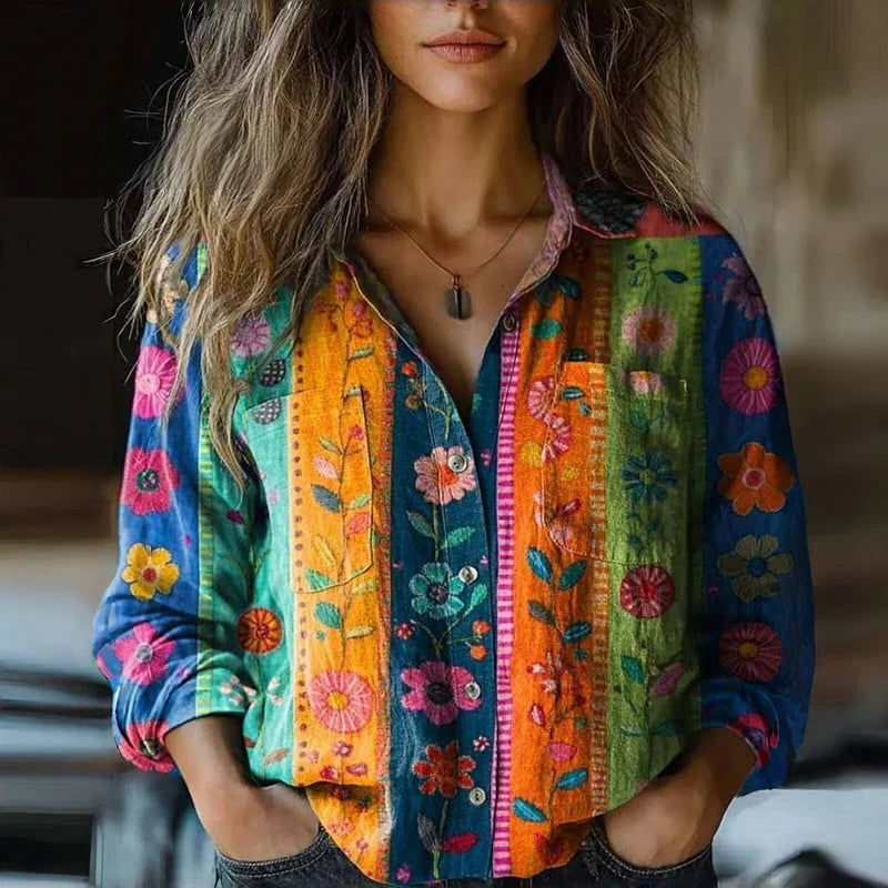 Alexandra | Blouse Vintage Imprimée Au Style Rétro Élégant