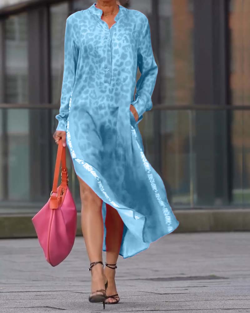 Vilma | Robe Midi Imprimé Léopard Avec Manches Longues Et Fente