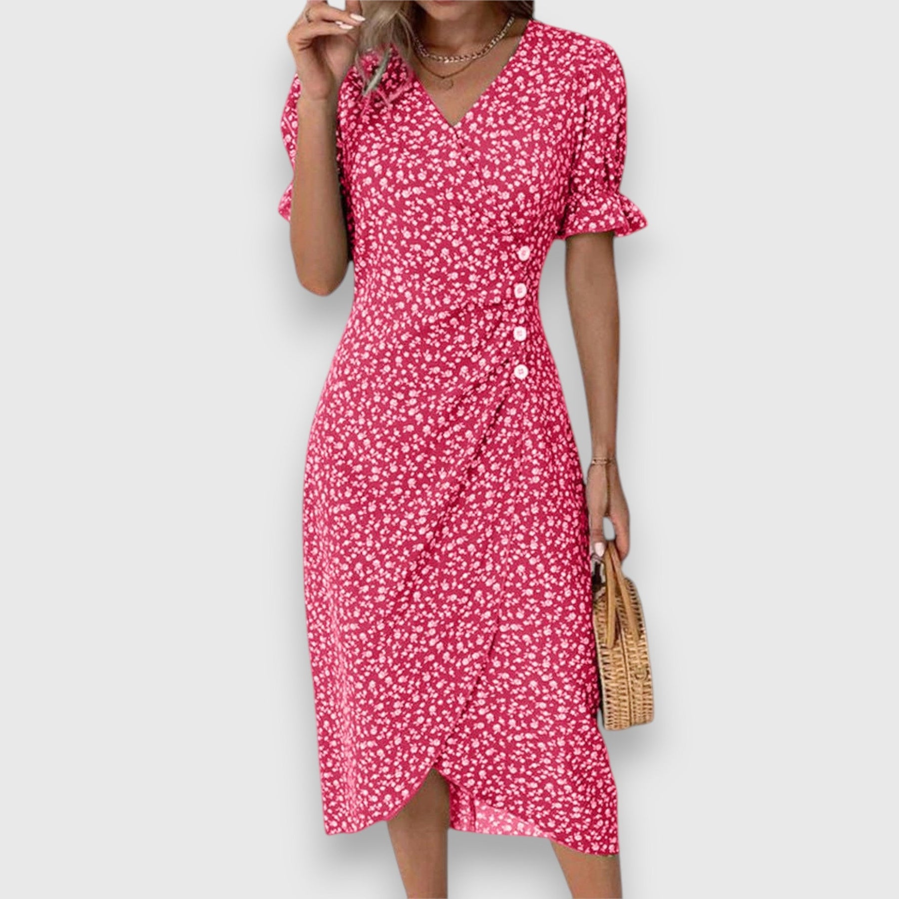 Clarita | Robe Fleurie Élégante À Manches Bouffantes