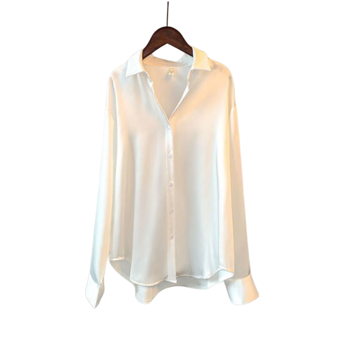 Evelyn | Chemise Longue En Satin À Manches Longues Et Coupe Élégante