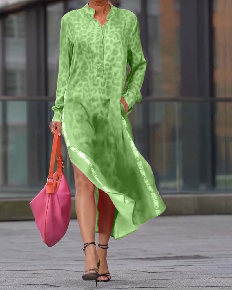Vilma | Robe Midi Imprimé Léopard Avec Manches Longues Et Fente