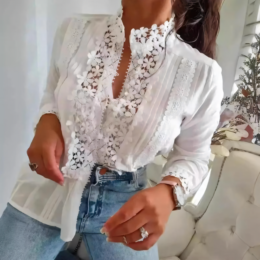 Helene | Blouse Fleurie En Dentelle