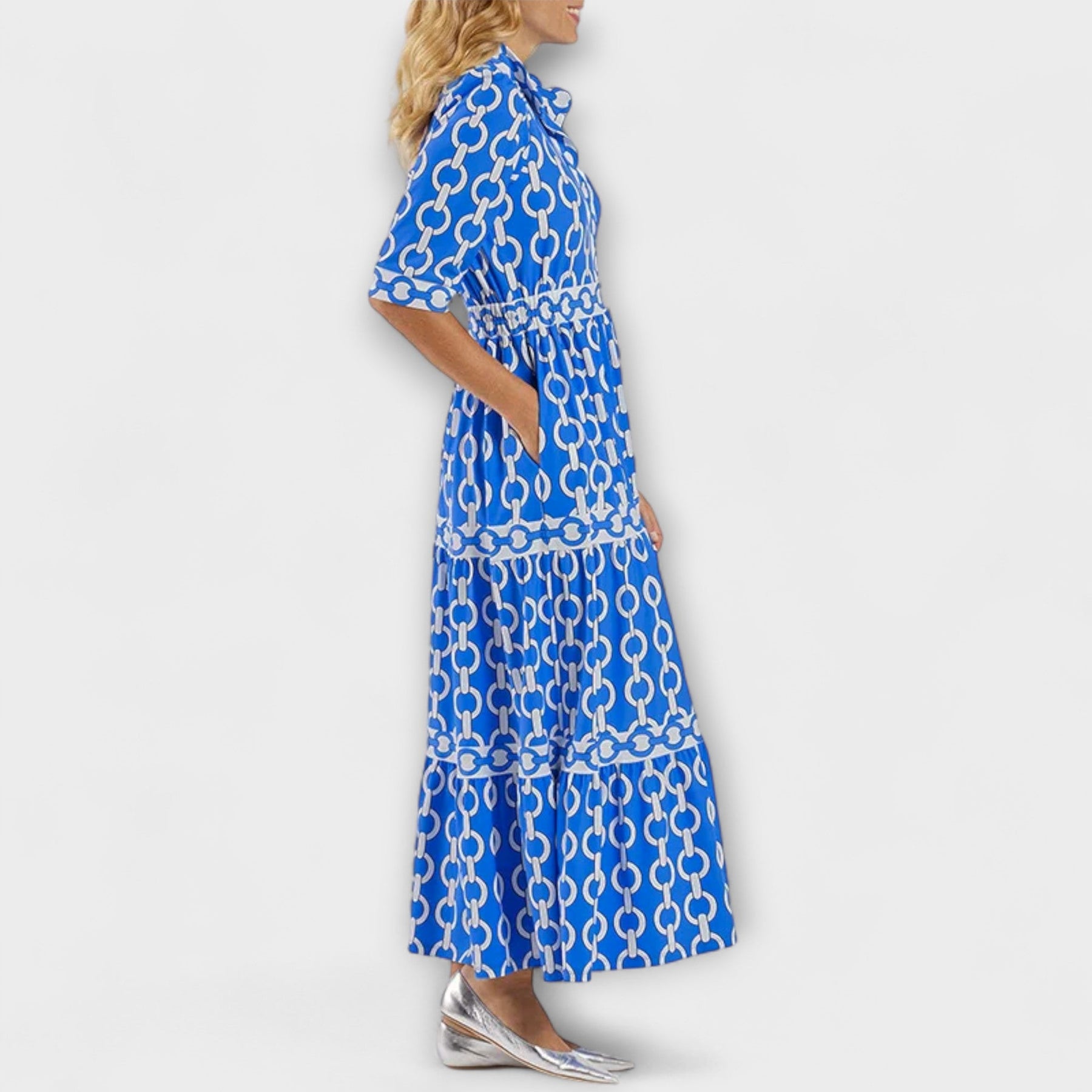 Juliette | Robe Midi À Imprimé Chaînes Chic Et Tendance