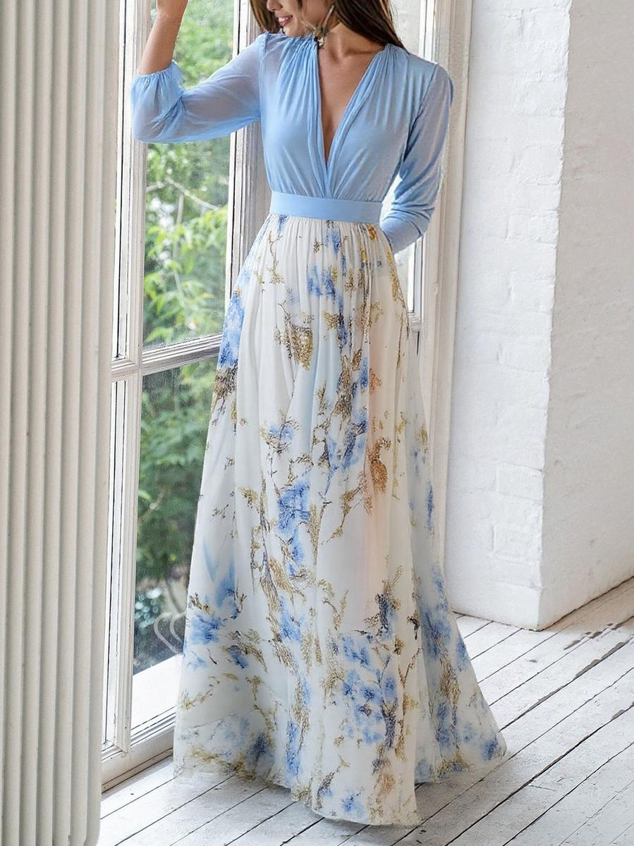 Elaria | Robe Longue À Imprimé Floral Et Décolleté En V