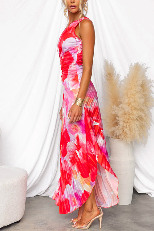 Talina | Robe Longue D’Été Plissée À Épaule Unique
