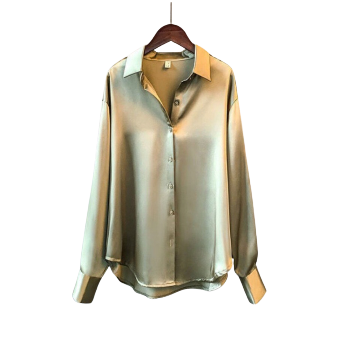 Evelyn | Chemise Longue En Satin À Manches Longues Et Coupe Élégante