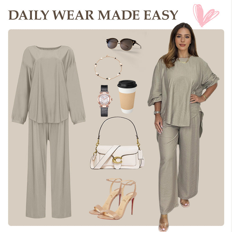 Colene | Ensemble Élégant À Manches Longues Et Pantalon Large Pour Toutes Occasions