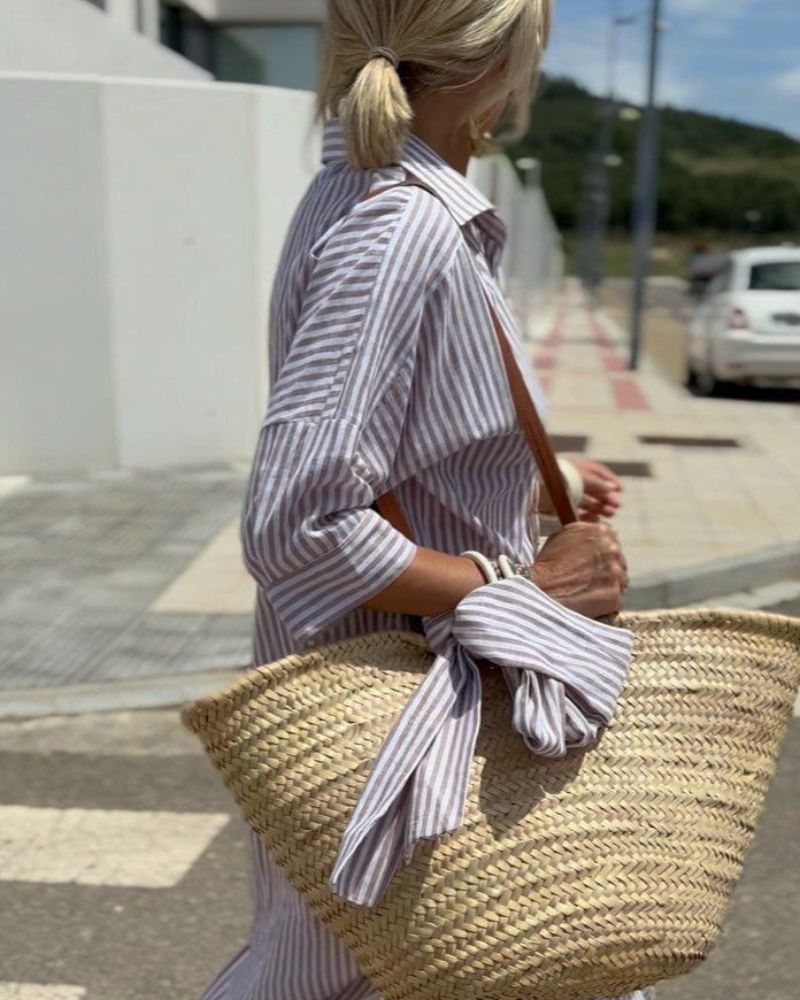 Colen | Robe Chemise Classique Rayée À Lacets