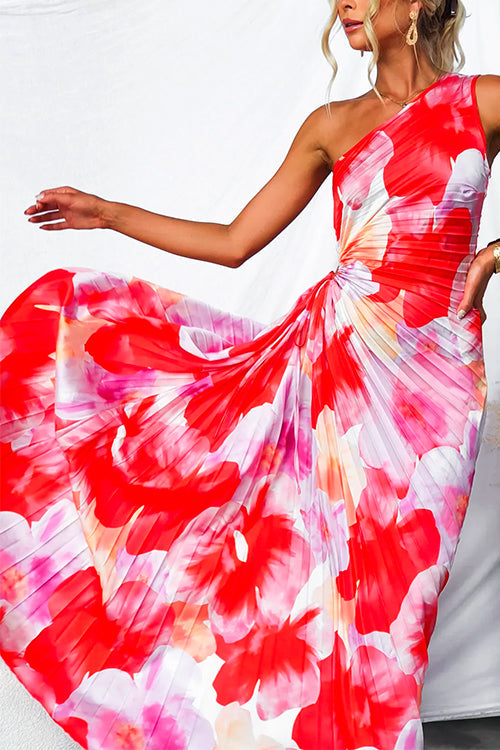 Talina | Robe Longue D’Été Plissée À Épaule Unique