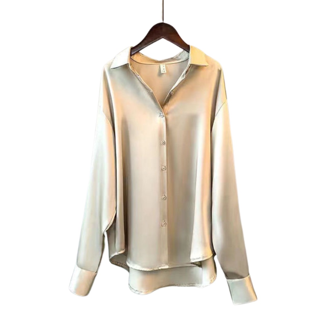 Evelyn | Chemise Longue En Satin À Manches Longues Et Coupe Élégante