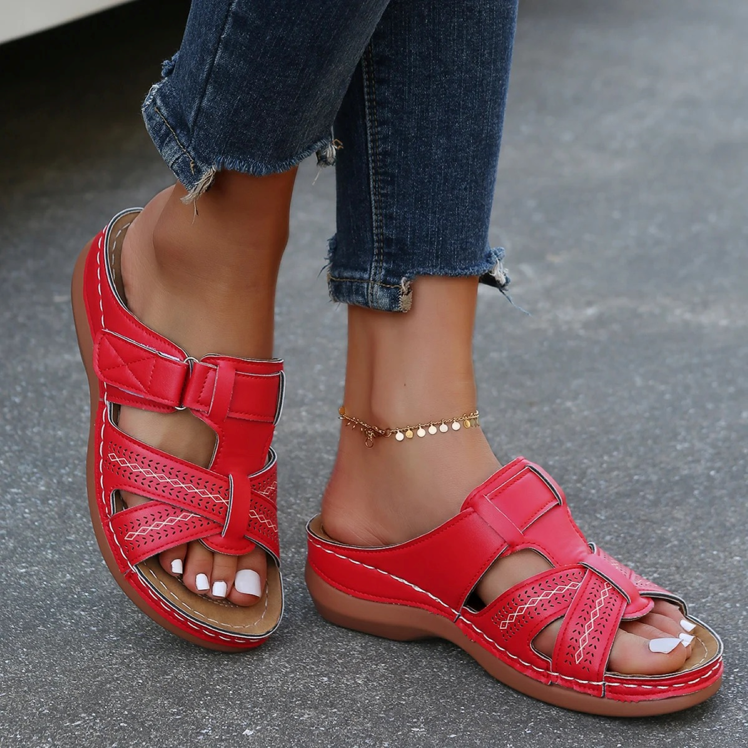 Sally | Sandales Orthopédiques En Cuir Pour Confort Estival