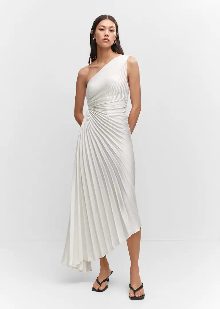 Zarelia | Robe Midi Plissée Asymétrique