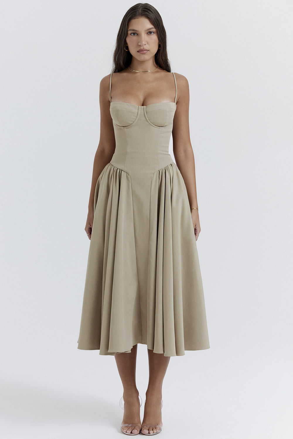 Ashley | Robe Midi Rétro à Bretelles Élégantes