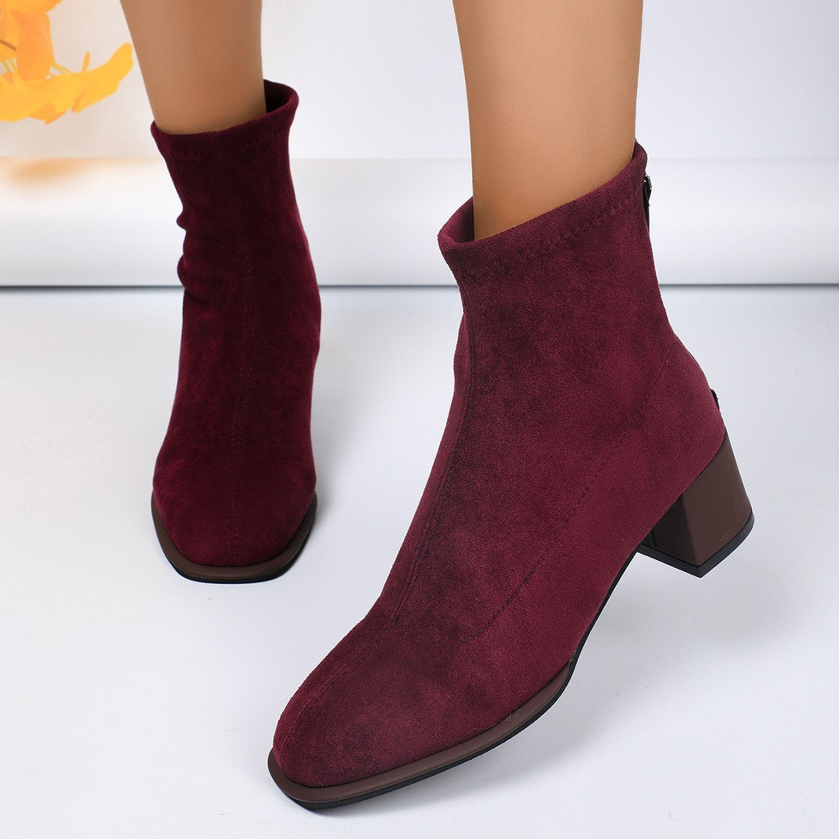 Bottes à Talon Rond Suédé - Piedis LTD Bottes à Talon Rond Suédé 0 Piedis LTD Wine Red / 36 Piedis LTD 0