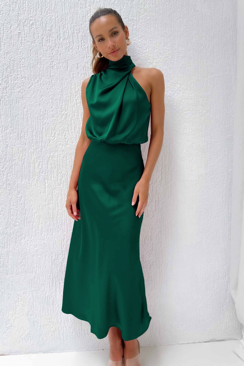 Lorin | Robe Midi Glamour à Épaules Dénudées