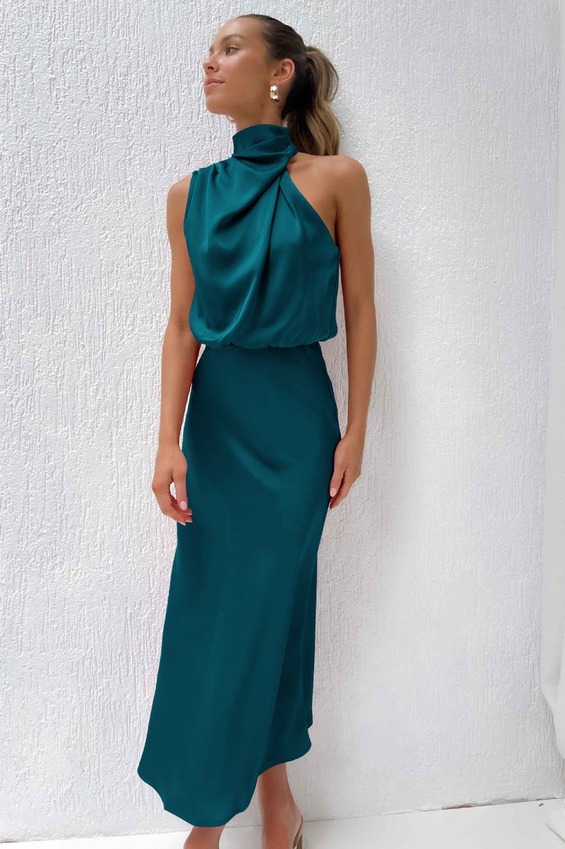 Lorin | Robe Midi Glamour à Épaules Dénudées