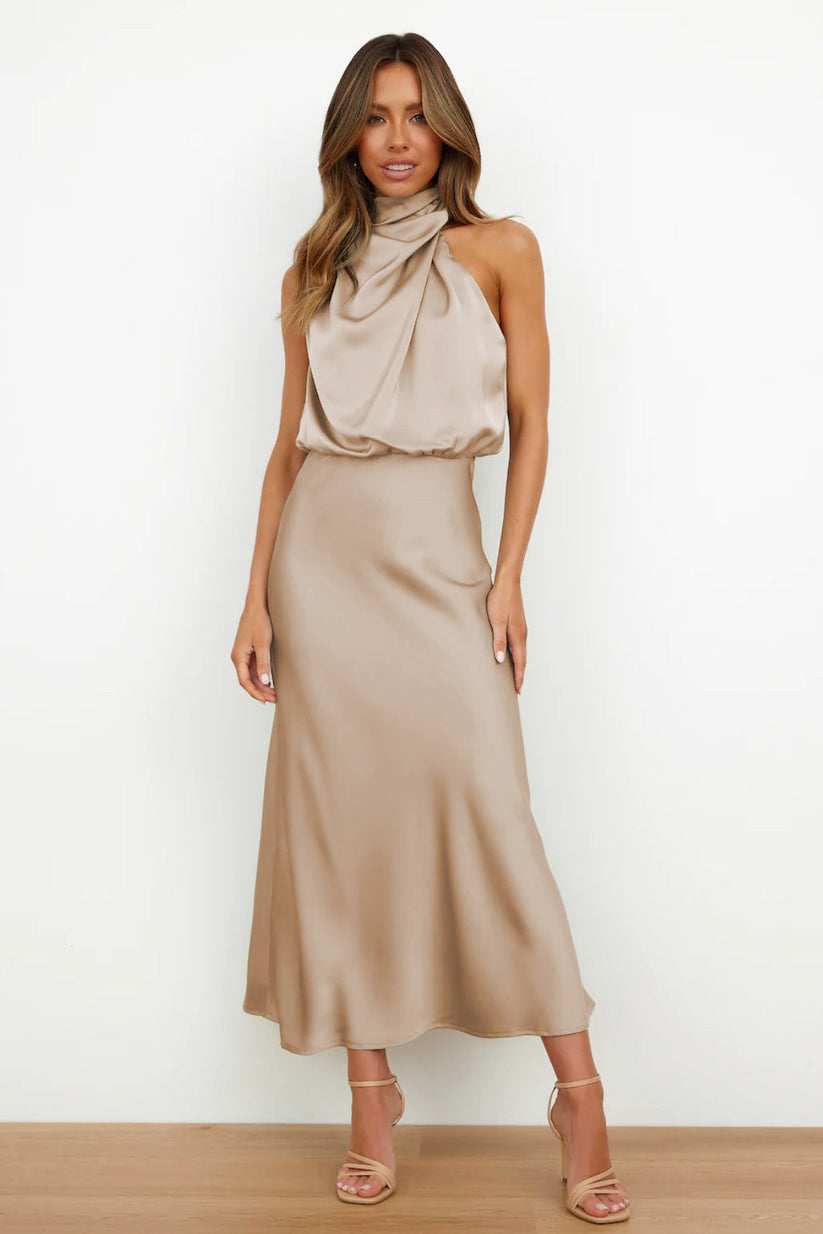 Lorin | Robe Midi Glamour à Épaules Dénudées