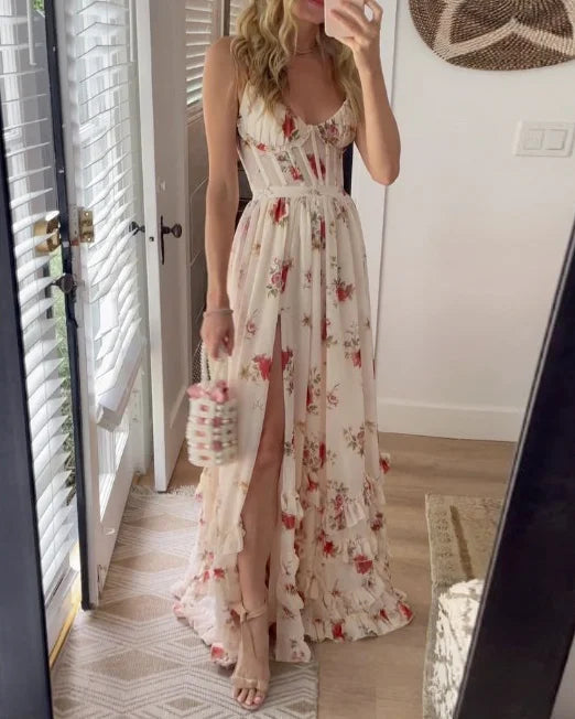 Richelle | Robe Midi Fleurie À Silhouette Cintrée