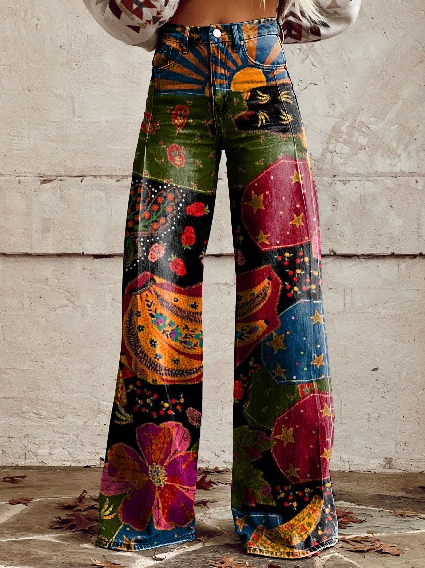 Lauren | Jean Évasé Motif Psychédélique Artistique