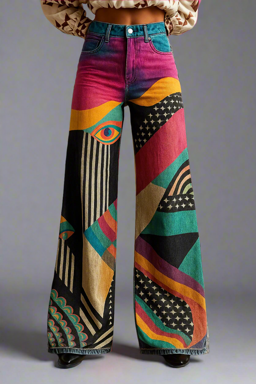Polly | Pantalon Large Imprimé Graphique
