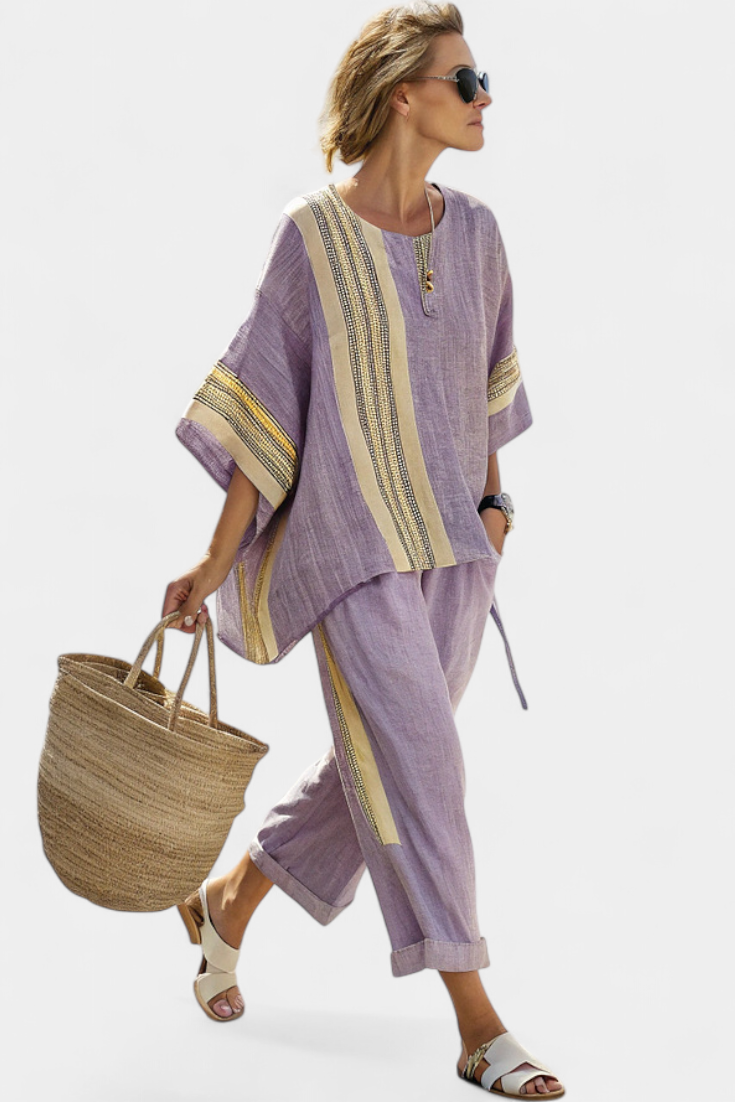 Anila | Ensemble Léger en Lin à Rayures