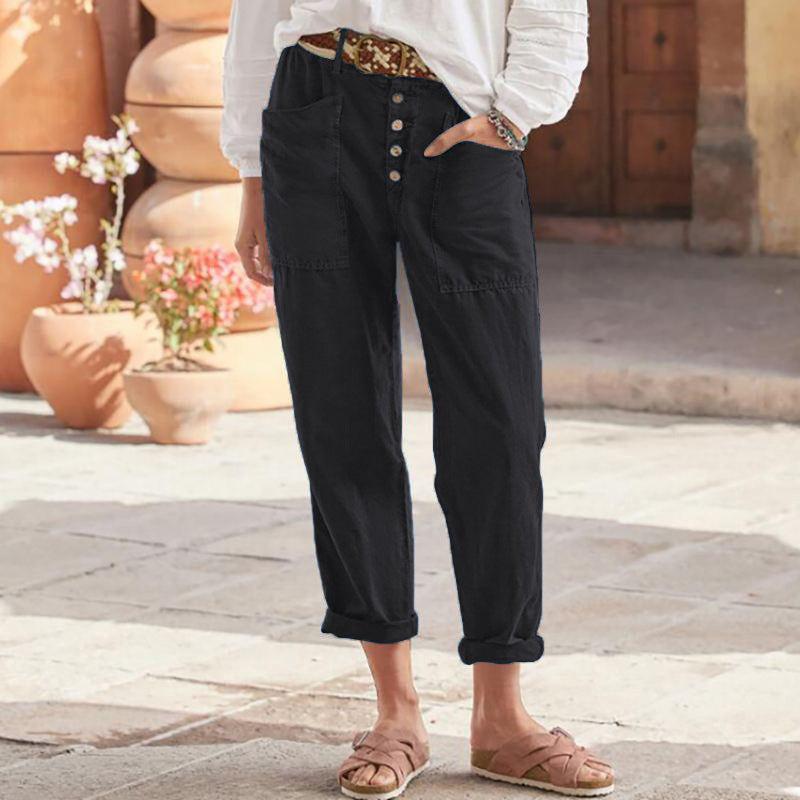 Mara | Pantalon Décontracté En Coton Avec Poches