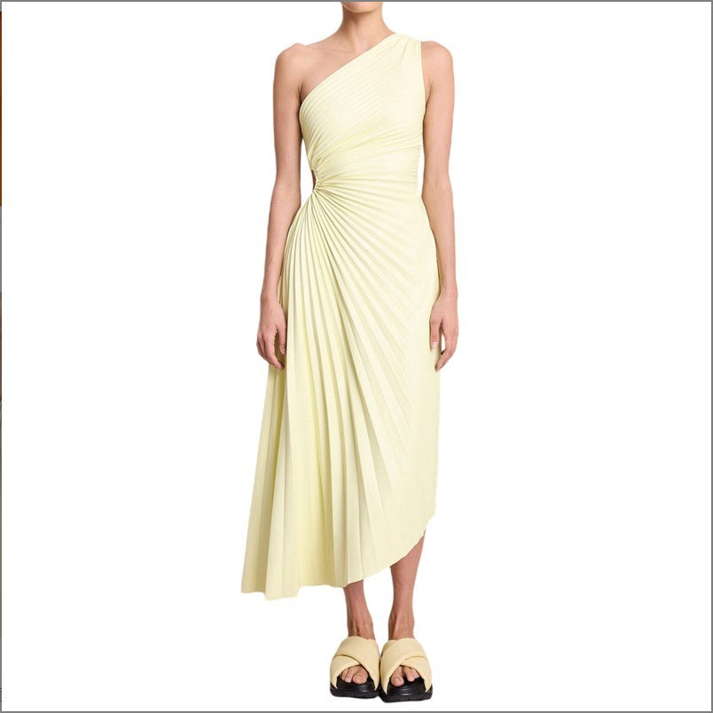 Zarelia | Robe Midi Plissée Asymétrique