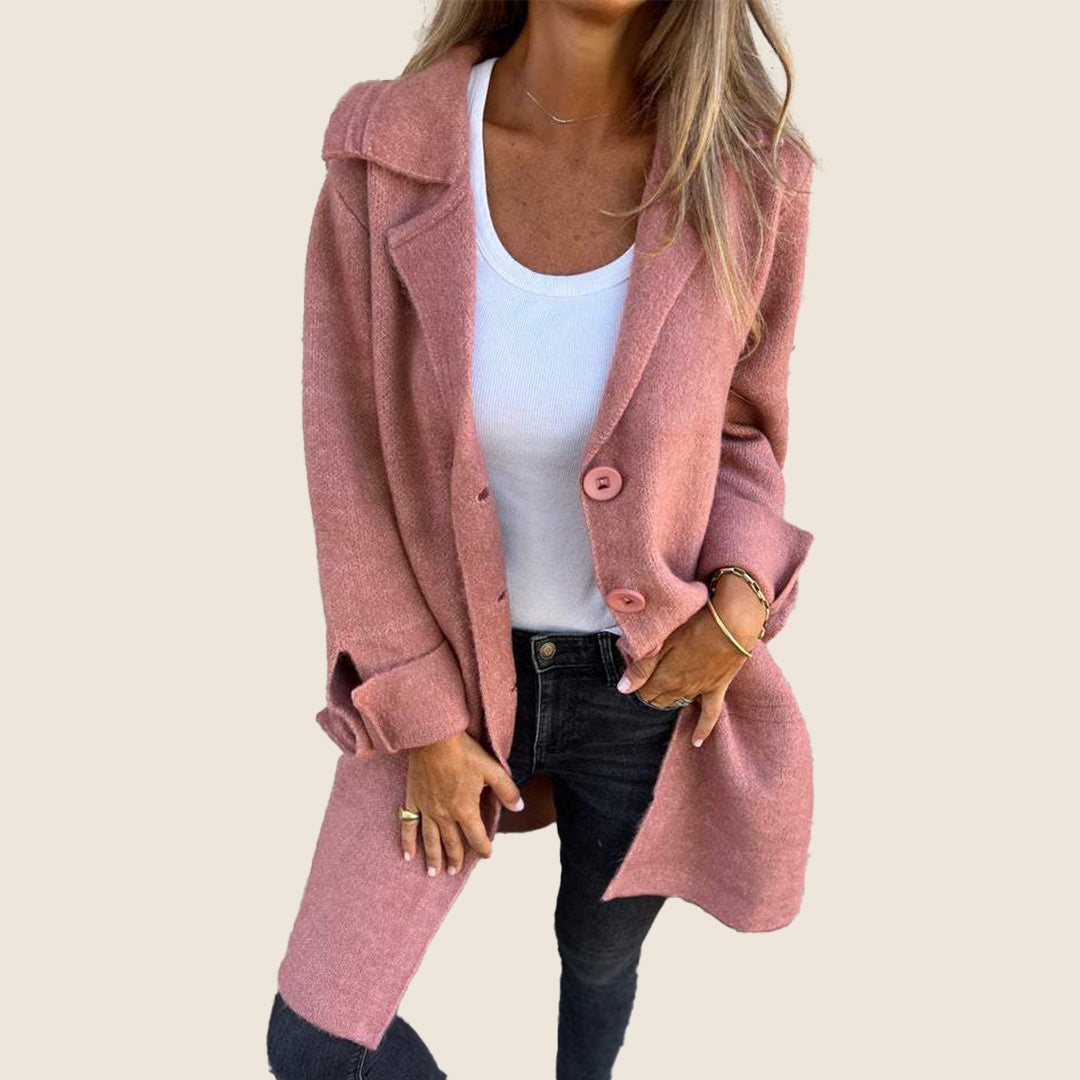 Elvy Paris – Manteau Casual Monopette Avec Revers