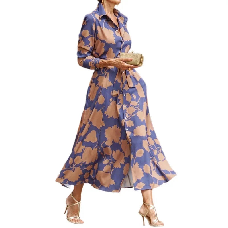 Isaline | Robe Fleurie Élégante À Col Tailleur