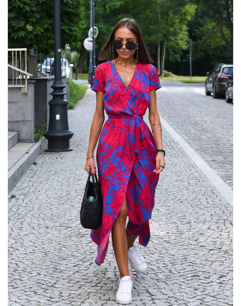 Jana | Robe Col En V Fleurie