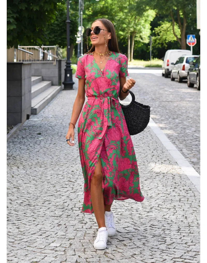 Jana | Robe Col En V Fleurie