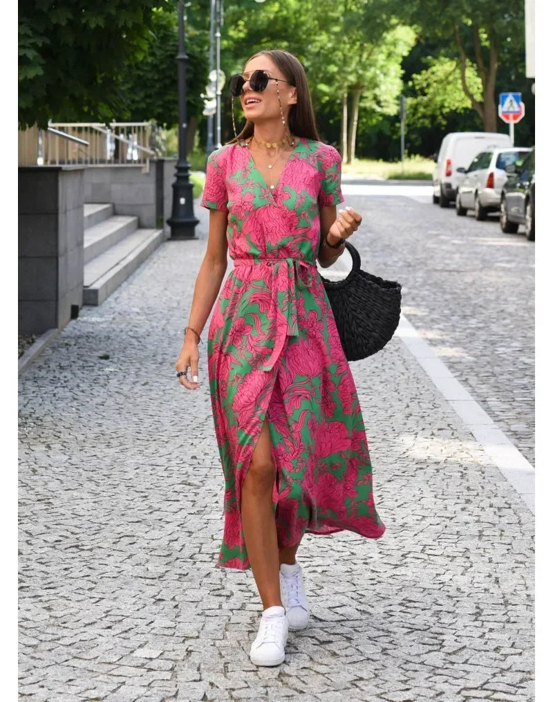 Jana | Robe Col En V Fleurie