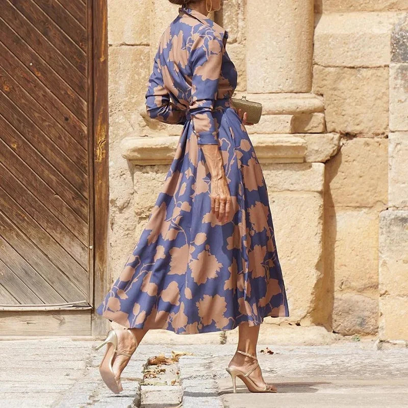Isaline | Robe Fleurie Élégante À Col Tailleur
