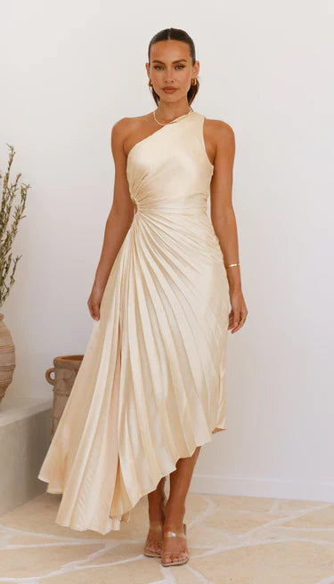 Zarelia | Robe Midi Plissée Asymétrique