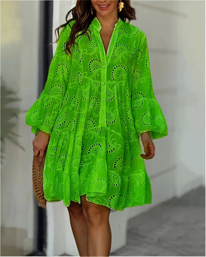 Mildred | Robe En Dentelle Avec Manches Bouffantes
