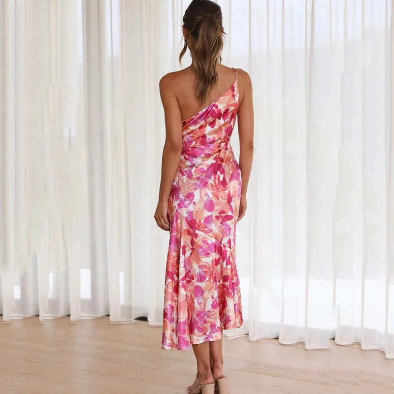 Fyang | Robe Midi Asymétrique à Imprimé Fleuri