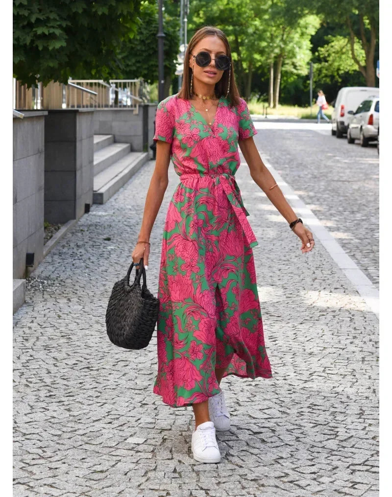 Jana | Robe Col En V Fleurie